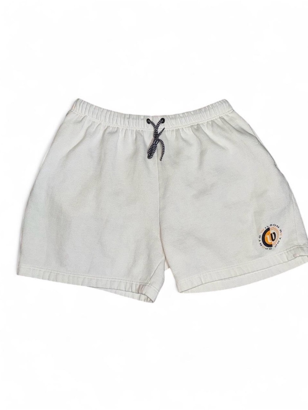 Vintage Wilson Cream Athletic Drawstring Shorts with Logo